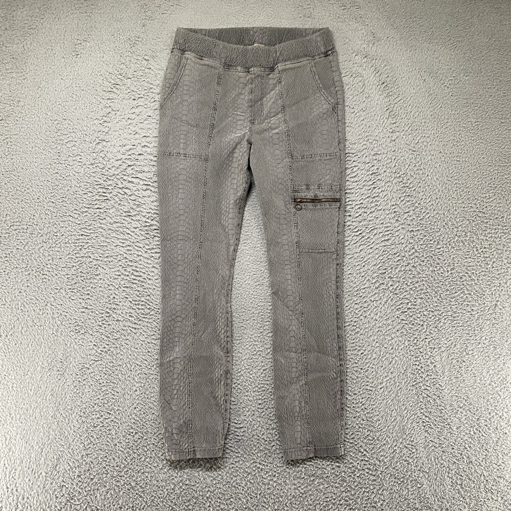 XCVI Cargo Pants Womens Medium Gray Animal Print Textured Stretch Pockets Y2K